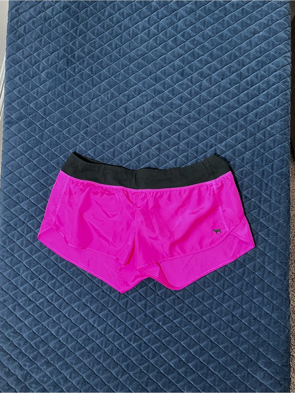 PINK Victoria's Secret Neon Pink Athletic Shorts w/ Black Waistband - Zip Pocket